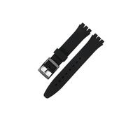 MAMA'S PEARL Bracelet de montre en silicone for Swatch, étanche, résistant for la transpiration, souple et confortable, multicolore, for homme et femme, 17 mm et 19 mm(Black,17mm)