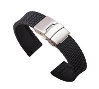 MAMA'S PEARL Bracelet de montre Sport Diver bracelet de montre bracelet de montre avec déploiement bracelet de montre boucle fermoir bracelet de montre en caoutchouc 18mm 20mm 22mm 24mm(Black,20mm)