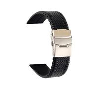 MAMA'S PEARL Bracelet en Silicone for boucle pliante, 20mm 22mm, motif de pneu noir, bracelet de montre universel, étanche, for hommes et femmes(Type B,22mm)