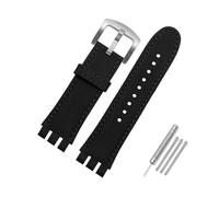 MAMA'S PEARL Bracelets de montre en cuir 23mm, adaptés au Bracelet de montre For Swatch for hommes, souple, étanche, noir et marron(Black silver A)