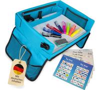Mamas Reise Hacks Table de voyage en voiture pour enfants - Avec butoir de tablette et jeux de voiture - Pour siège arrière et trajet en voiture - Table de jeu pour enfant - Plateau à genoux