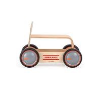 Mamatoyz 03DWAMB DriveMe Wood Ambulance Quadricycle Ride-on aus natürlichem Birkensperrholz, ziehbarer Gehwagen und 3-in-1-Spielzeugkiste für Kinder