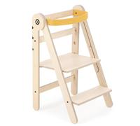 Mamatoyz 08FBIRD Tour d'apprentissage Montessori Pliable Jaune en contreplaqué de Bouleau Naturel avec 3 hauteurs réglables