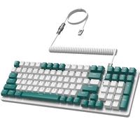 MAMBASANKE K6 Pro 96% 3 Modes Clavier de Jeu Mécanique Hot Swap 4000mAh 2.4Ghz/Bluetooth 5.0/Clavier Filaire avec Câble USB Enroulé Type-C 9 RVB Rétroéclairé Bleu Commutateur pour Mac -Vert