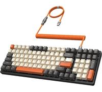 MAMBASANKE K6 Pro 96% 3 Modes Clavier de Jeu Mécanique Hot Swap 4000mAh 2.4Ghz/Bluetooth 5.0/Clavier Filaire avec Câble USB Enroulé Type-C 9 RGB Rétroéclairé Linéaire Rouge Switch-Shimmer