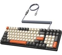 MAMBASANKE K6 Pro 96% 3 Modes Clavier de Jeu Mécanique Hot Swap 4000mAh 2.4Ghz/Bluetooth 5.0/Clavier Filaire avec Câble USB Enroulé Type-C 9 RVB Rétroéclairé Bleu Commutateur pour Gamer-Shimmer