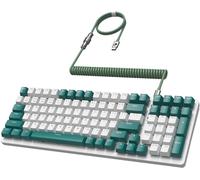 MAMBASANKE K6 Pro 96% 3 Modes Clavier de Jeu Mécanique Hot Swap 4000mAh 2.4Ghz/Bluetooth 5.0/Clavier Filaire avec Câble USB Enroulé Type-C 9 RVB Rétroéclairé Linéaire Rouge Commutateur pour Gamer-Vert