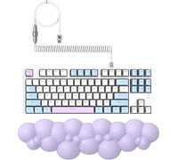 MAMBASNAKE AJAZZ AK873 Clavier mécanique Filaire remplaçable à Chaud + Repose-Poignet Souple Cloud + câble enroulé, 22 rétroéclairés, Touches flottantes PBT, Clavier 87% avec Couvercle magnétique amo