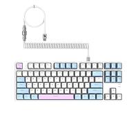MAMBASNAKE AK873 Clavier mécanique filaire bricolage câble spirale 22 touches rétroéclairées RVB, cache-touches flottantes PBT, clavier 87% avec couvercle magnétique détachable, clavier macro pour