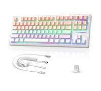 MAMBASNAKE Attack Shark M87 Clavier de Jeu mécanique sans Fil TKL, rétroéclairé RVB, Compact, remplaçable à Chaud, programmable par Joint, USB-C/Bluetooth/2,4 GHz, 4600 mAh, pour Windows/Mac