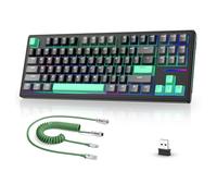 MAMBASNAKE Attack Shark M87 Clavier de Jeu mécanique sans Fil TKL, rétroéclairé RVB, Compact, remplaçable à Chaud, programmable par Joint, USB-C/Bluetooth/2,4 GHz, 4600 mAh - Vert