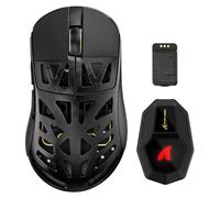 MAMBASNAKE Attack Shark RS6 Ultra Souris Gaming sans Fil HyperSpeed-NoirB | Batterie Remplaçable, Capteur 52K DPI, Dual 8000Hz Polling, Ultra-légère Ajourée, Fibre de Carbone, Nordic 54L15, Grip-tape