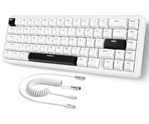 MAMBASNAKE Attack Shark X65 HE Clavier à Déclenchement Rapide, Précision RT de 0,01 mm, 8KHz, Clavier Filaire à Effet Hall à 60% avec Câble 8 KHz, Actionnement Réglable, Snap Tap, pour PC/Mac, Blanc