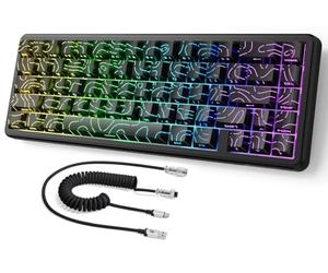 MAMBASNAKE ATTACK SHARK X65 HE Clavier à Déclenchement Rapide, Précision RT de 0,01mm, 8KHz, Clavier Filaire à Effet Hall à 60% avec Câble 8 KHz, Actionnement Réglable, Snap Tap, pour PC, Contour Noir