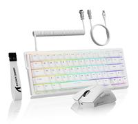 MAMBASNAKE Attack Shark X68 HE 8Khz Rapid Trigger Clavier Magnétique Filaire & Souris R1 & Câble Spiralé 8Khz, Précision RT 0,01mm, Souris Gaming sans Fil R1 18000DPI, Compatible PC/Mac - Blanc