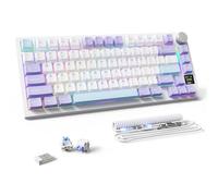 MAMBASNAKE Attack Shark X820 Ultra Clavier de Jeu Mécanique sans Fil 2.4G/BT/USB C, QWERTY TKL 75% Gasket Hot Swap, TFT écran & Volume Knob, LIGHTSYNC RGB Chroma, Câble Spiralé - Shark Switch/Violet