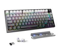MAMBASNAKE Attack Shark X820 Ultra Clavier de Jeu Mécanique sans Fil 2.4G/BT/USB C, QWERTY TKL 75% Gasket Hot Swap, TFT écran & Volume Knob, LIGHTSYNC RGB Chroma, Câble Spiralé - Gift Switch/Noir
