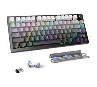 MAMBASNAKE Attack Shark X820 Ultra Clavier de Jeu Mécanique sans Fil 2.4G/BT/USB C, QWERTY TKL 75% Gasket Hot Swap, TFT écran & Volume Knob, LIGHTSYNC RGB Chroma, Câble Spiralé - Shark Switch/Noir