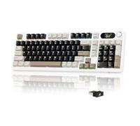 MAMBASNAKE × Attack Shark X98 Pro Clavier Gamer sans Fil Disposition 96%, Écran LED & Molette, BT/2.4G/USB-C, Clavier Mécanique RGB QWERTY, Hot-Swappable Gasket, 4000mAh (Blanc/Brun)