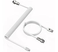 MAMBASNAKE C01 Câble de Clavier Spiralé, Pro Customized type C Câble pour Clavier Mécanique de Jeu, Type-C vers USB-A, TPU Coiled Cable avec Connecteur D'aviation En Métal-Blanc