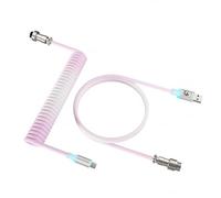 MAMBASNAKE C01 Câble de clavier spiralé RVB ultime, prise aviation tressée, USB-C 8K, synchronisation LED, dégradé de respiration, cuivre pur durable, charge rapide pour clavier de jeu magnétique