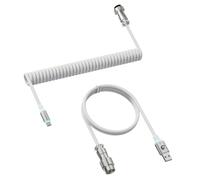 MAMBASNAKE C01 Ultra Câble de Clavier Spiralé, pour Clavier Gamer 8000Hz Rapid Trigger, USB-A vers USB-C, Câble Aviateur en TPU avec Connecteur d'Aviation en Métal, Éclairage RGB, pour PC/Mac, Blanc