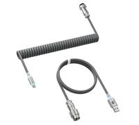 MAMBASNAKE C01 Ultra Câble de Clavier Spiralé, pour Clavier Gamer 8000Hz Rapid Trigger, USB-A vers USB-C, Câble Aviateur en TPU avec Connecteur d'Aviation en Métal, Éclairage RGB, pour PC/Mac, Gris