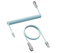 MAMBASNAKE C01 Ultra Câble de Clavier Spiralé, pour Clavier Gamer 8000Hz Rapid Trigger, USB-A vers USB-C, Câble Aviateur en TPU avec Connecteur d'Aviation en Métal, Éclairage RGB, pour PC/Mac, Bleu