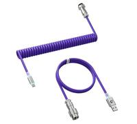 MAMBASNAKE C01 Ultra Câble de Clavier Spiralé, pour Clavier Gamer 8000Hz Rapid Trigger, USB-A vers USB-C, Câble Aviateur en TPU avec Connecteur d'Aviation en Métal, Éclairage RGB, pour PC/Mac, Violet