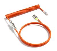 MAMBASNAKE C01Ultra Câble de clavier spiralé pour clavier de jeu, câble de clavier mécanique à double manchon avec aviateur en métal amovible, type C vers USB-A pour chargement/jeu, orange