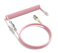 MAMBASNAKE C01ULTRA Câble De Clavier Spiralé, Type C Vers USB A Avec Aviateur Métallique Détachable, éclairage D'interface RVB, Câble De Clavier Spiralé USB C Pour Clavier De Jeu PC - Rose