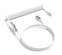 MAMBASNAKE C01ULTRA Câble De Clavier Spiralé, Type C Vers USB A Avec Aviateur Métallique Détachable, éclairage D'interface RVB, Câble De Spiralé USB C Pour Clavier De Jeu PC - Blanc