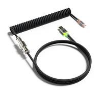 MAMBASNAKE C01ULTRA Câble De Clavier Spiralé, Type C Vers USB A Avec Aviateur Métallique Détachable, éclairage D'interface RVB, Câble De Spiralé USB C Pour Clavier De Jeu PC - Noir