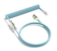 MAMBASNAKE C01ULTRA Câble De Clavier Spiralé, Type C Vers USB A Avec Aviateur Métallique Détachable, éclairage D'interface RVB, Câble De Spiralé USB C Pour Clavier De Jeu PC -Light Blue