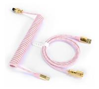 MAMBASNAKE C03 Câble USB C Spiralé pour Clavier de Jeu, Cable USB C Tressé pour Clavier Mécanique in Starlight Nylon avec Aviateur en Métal Doré Amovible, Type-C vers USB-A Câble de Clavier - Rose