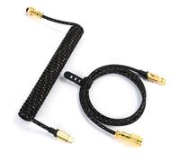 MAMBASNAKE C03 Câble USB C Spiralé pour Clavier de Jeu, Cable USB C Tressé pour Clavier Mécanique in Starlight Nylon avec Aviateur en Métal Doré Amovible, Type-C vers USB-A Câble de Clavier - Noir