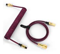 MAMBASNAKE C03 Câble USB C Spiralé pour Clavier de Jeu, Cable USB C Tressé pour Clavier Mécanique in Starlight Nylon avec Aviateur en Métal Doré Amovible, Type-C vers USB-A Câble de Clavier-Rose Rouge