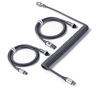 MAMBASNAKE C04 Câble USB C spiralé pour clavier mécanique, câble aviateur personnalisé 2 en 1 - USB A vers type C et type C vers type C, câble hypervitesse avec taux de retour de 8 kHz et connecteur