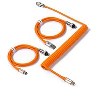 MAMBASNAKE C04 Câble USB C spiralé pour clavier mécanique, câble aviateur personnalisé 2 en 1 - USB A vers type C et type C vers type C, câble hypervitesse avec taux de retour de 8 kHz et connecteur