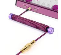 MAMBASNAKE Câble de Clavier Spiralé Custom et Enrouleur de Câble d'aviateur Métal Set - Câble d'aviateur à Tige Fixe + Câble USB C Tressé avec Aviateur en Or 24K pour Clavier de Jeu - Rose Rouge
