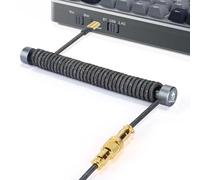 MAMBASNAKE Câble de Clavier Spiralé Custom et Enrouleur de Câble d'aviateur Métal Set - Câble d'aviateur à Tige Fixe + Câble USB C Tressé avec Aviateur en Or 24K pour Clavier de Jeu/Smartphone - Gris