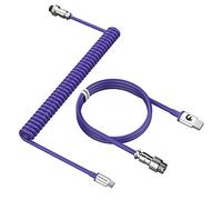MAMBASNAKE Câble de Clavier Spiralé, Pro Customized USB C Câble pour Clavier Mécanique, Clavier de Jeu Câble, Type-C vers USB-A, TPU Coiled Cable USB C avec Connecteur D'aviation en Métal-Violet