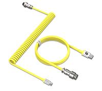 MAMBASNAKE Câble de Clavier Spiralé, Pro Customized USB C Câble pour Clavier Mécanique, Clavier de Jeu Câble, Type-C vers USB-A, TPU Coiled Cable USB C avec Connecteur D'aviation En Métal-Jaune
