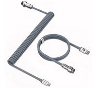 MAMBASNAKE Câble Spiralé Pro Customized Type-C vers USB-A pour Clavier Mécanique de Jeu, TPU Coiled Cable avec Connecteur D'aviation en Métal - Gris