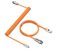 MAMBASNAKE Câble Spiralé Pro Customized USB C pour Clavier Mécanique de Jeu, Type-C vers USB-A, TPU Coiled avec Connecteur D'aviation en Métal-Orange