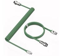 MAMBASNAKE Câble Spiralé Pro Customized USB C pour Clavier Mécanique de Jeu, Type-C vers USB-A, TPU Coiled avec Connecteur D'Aviation en Métal - Vert
