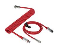 MAMBASNAKE Câble USB C Spiralé pour Clavier de Jeu, Cable USB C Tressé pour Clavier Mécanique in Braided Nylon avec Aviateur en Métal Amovible, Type-C vers USB-A Câble de Clavier(C01Pro/Rouge)