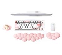 MAMBASNAKE Cloud repose-poignet clavier et souris avec sous-verre, coussin de soutien ergonomique en mousse à mémoire de forme avec base antidérapante, soulagement de la douleur au poignet - rose