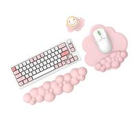 MAMBASNAKE Cloud Tapis de souris et repose-poignet pour clavier avec sous-verre, confortable coussin de poignet en mousse à mémoire de forme avec base antidérapante, ergonomique - Rose