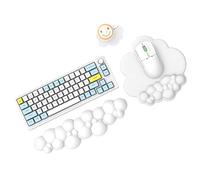 MAMBASNAKE Cloud Tapis de souris et support de repose-poignet pour clavier avec sous-verre, confortable coussin de poignet en mousse à mémoire de forme avec base antidérapante, ergonomique - Blanc